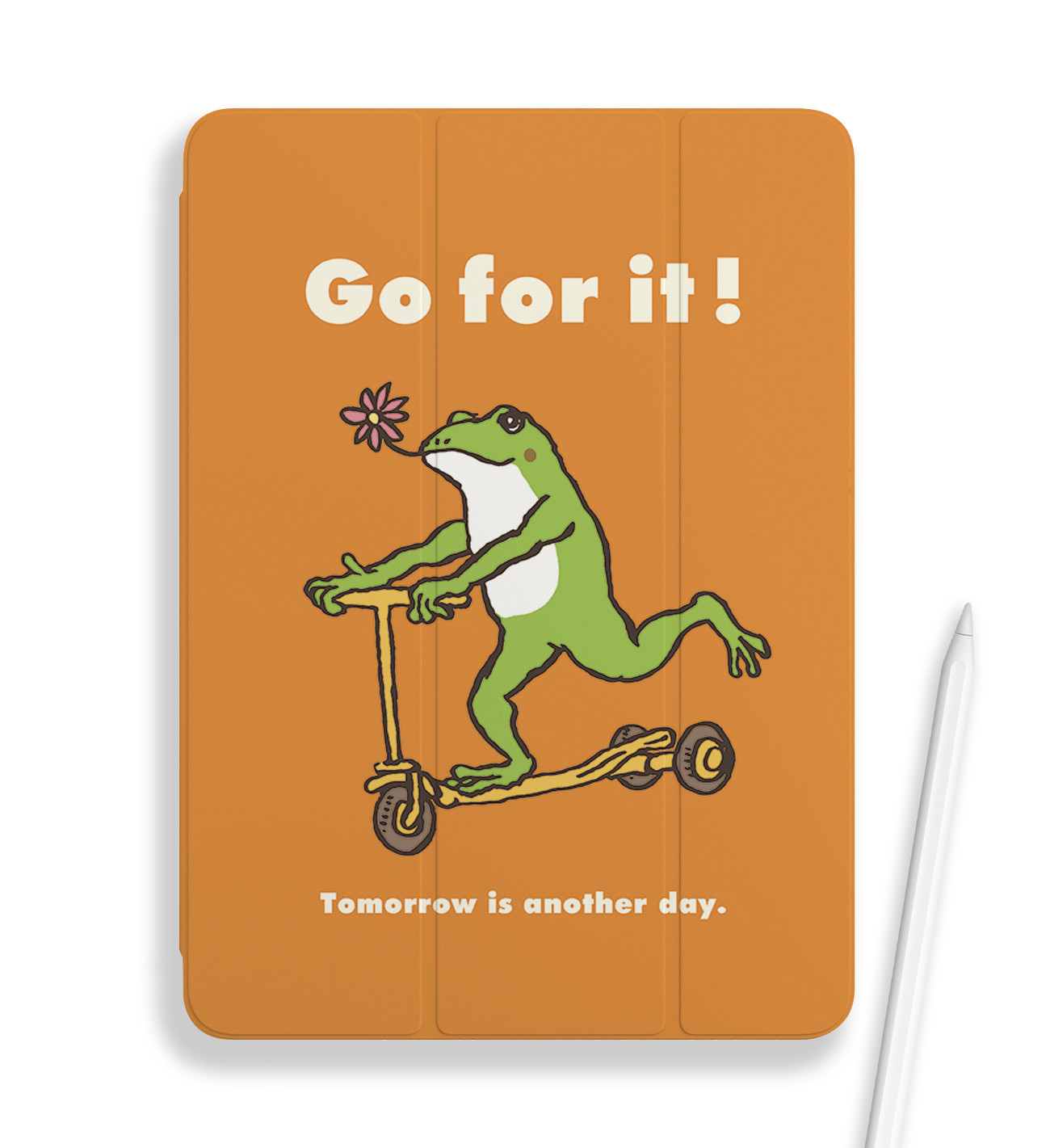 手帳型iPadケース　カエルコースター（オレンジ）