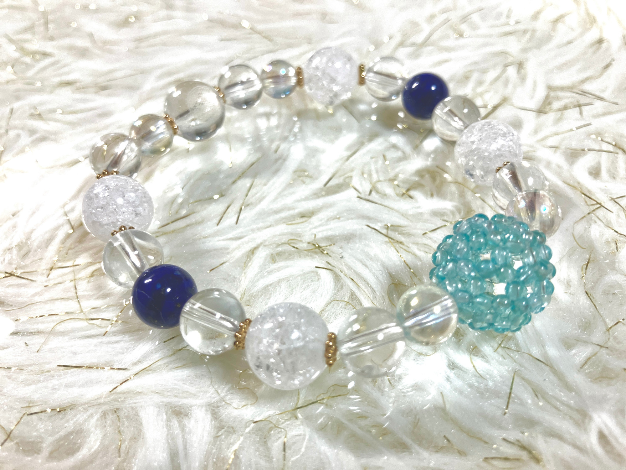 フラーレンブレスレット【アパタイト＆ラピスラズリ】