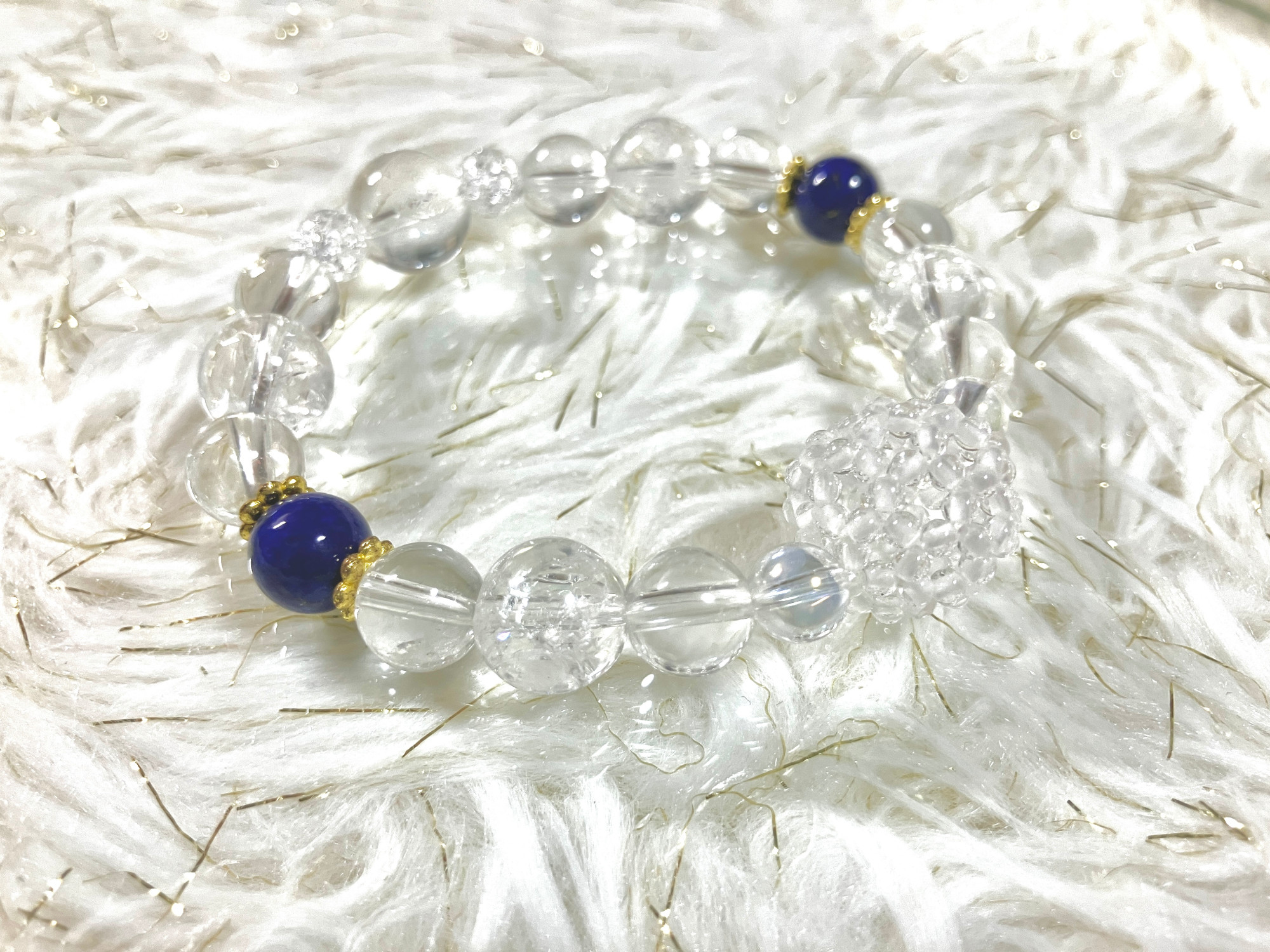 フラーレンブレスレット【水晶＆ラピスラズリ】