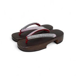 男性 寄木細工表 焼桐右近下駄 筋鼻緒 サイズ： L寸 シューズ・靴