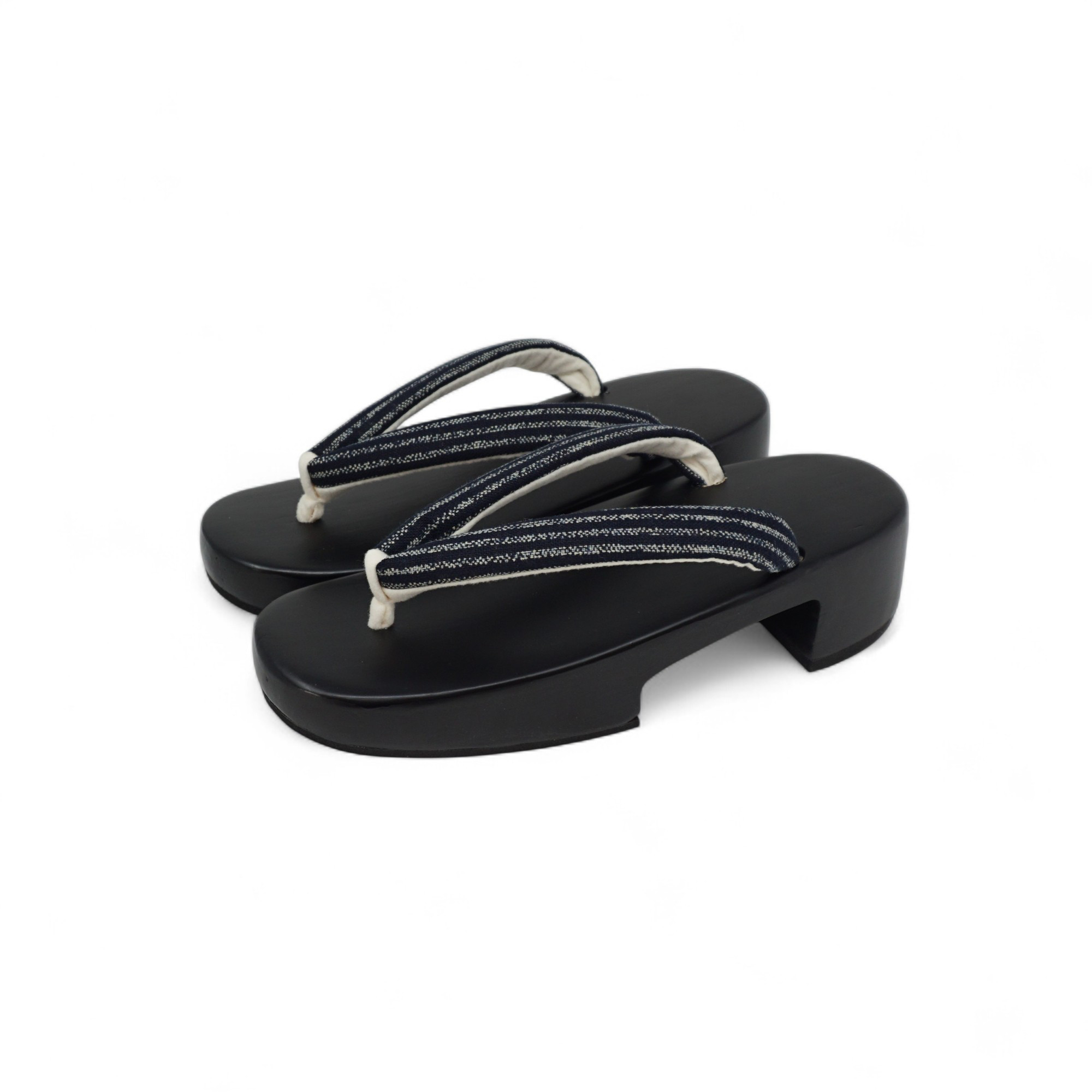 黒サバキ(捌き) 高右近下駄 綿絣花緒 女性