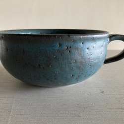 スープカップ（青マット・陶器） 2枚目の画像