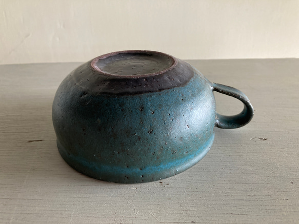 スープカップ（青マット・陶器） 6枚目の画像