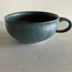 スープカップ（青マット・陶器） 1枚目の画像