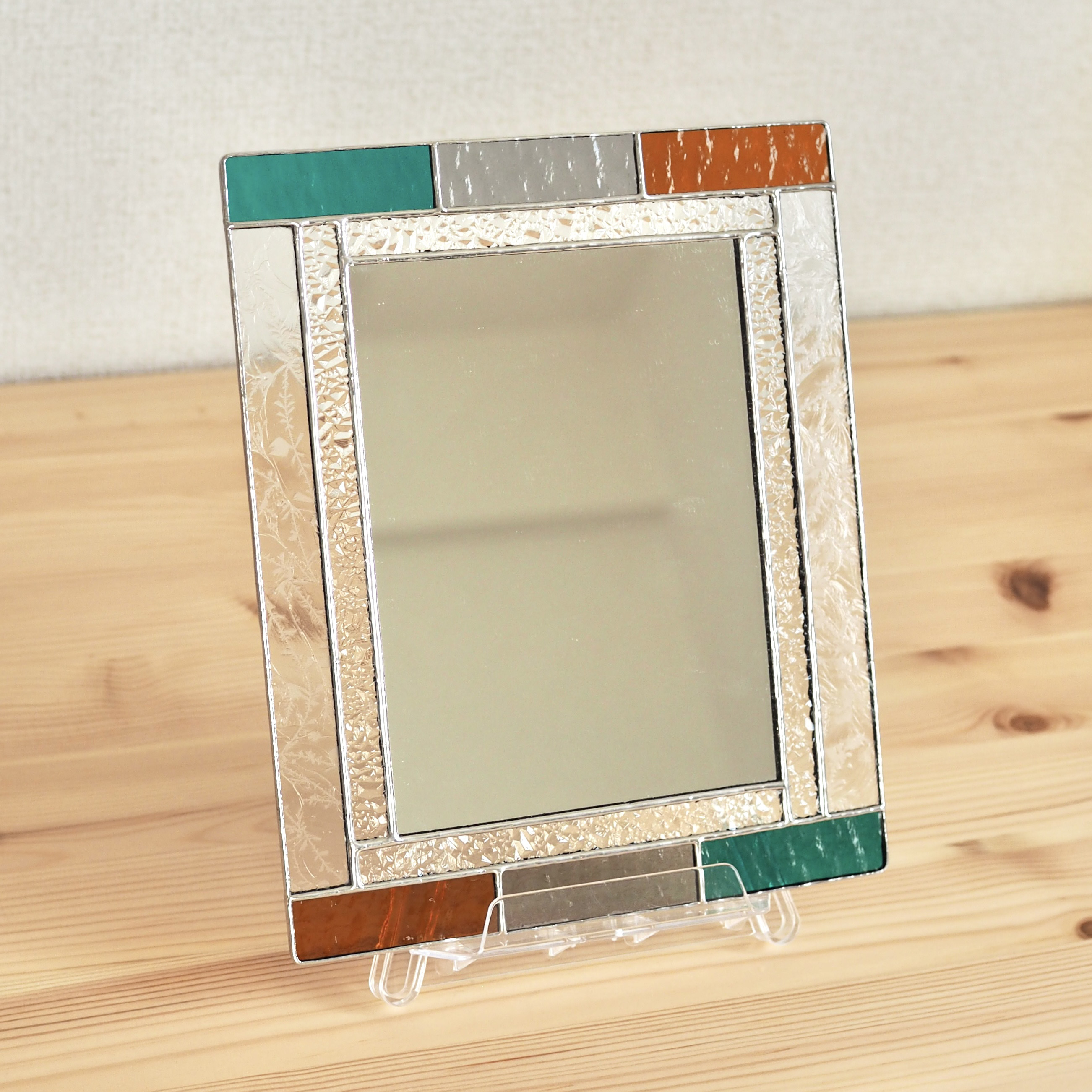 ステンドグラス製ミラー｜イーゼル付・鏡