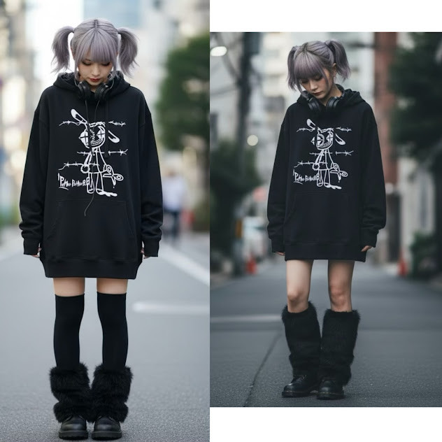 サブカル うさぎ パーカー 病みかわいい 黒パーカー 地雷 サブカル地雷 大きいサイズ オリジナル ハンドメイド イラス