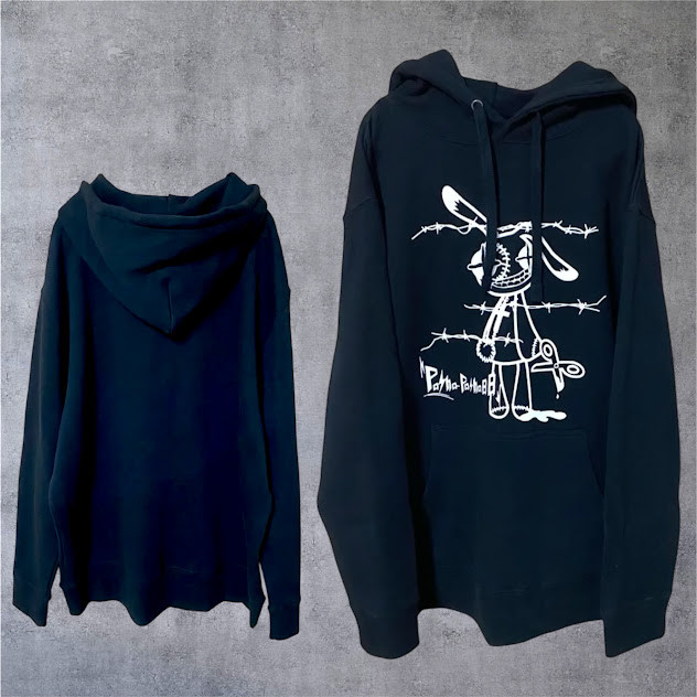 サブカル うさぎ パーカー 病みかわいい 黒パーカー 地雷 サブカル地雷 大きいサイズ オリジナル ハンドメイド イラス