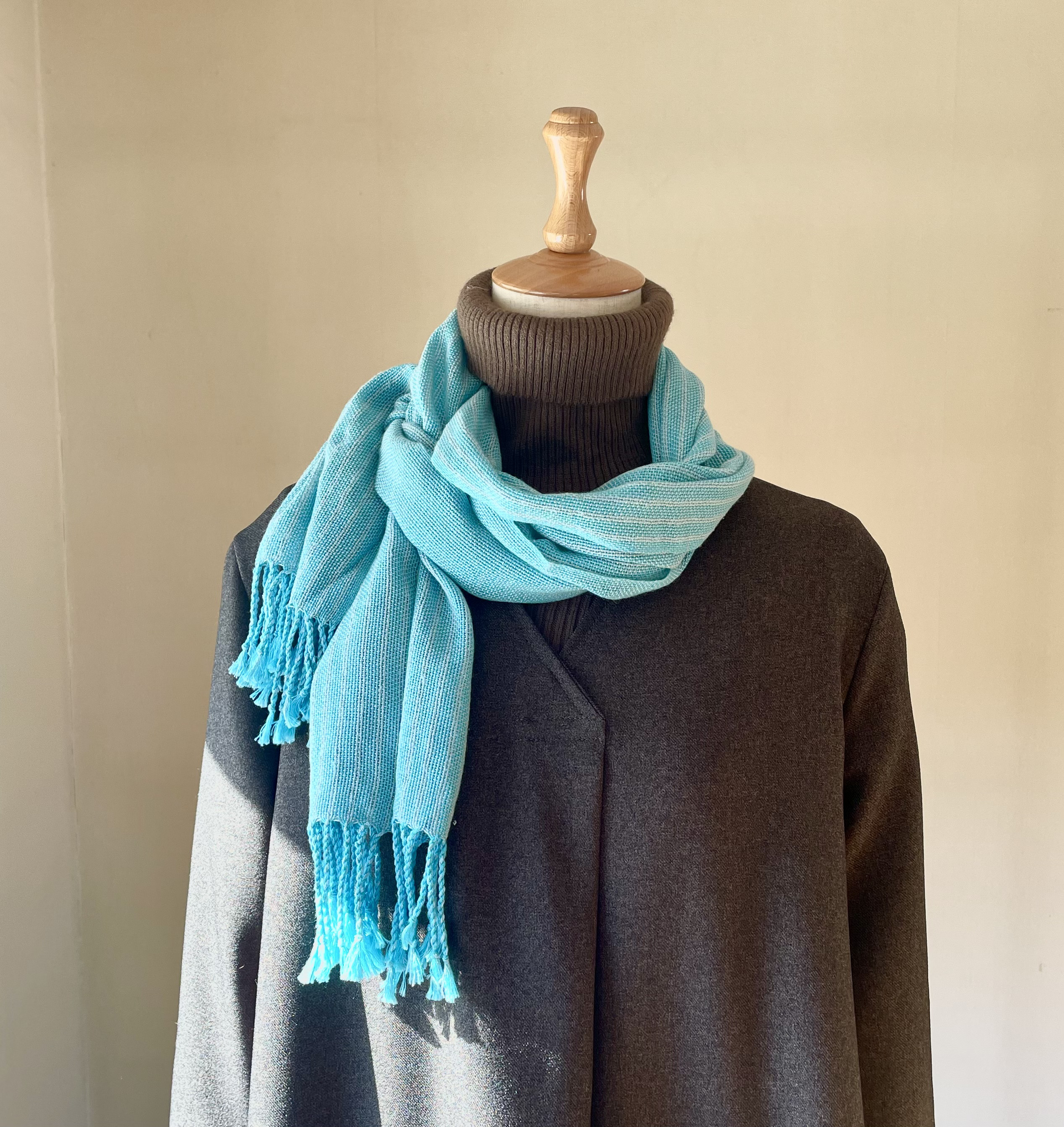 シルクウールブレンドの手織りコットンストール