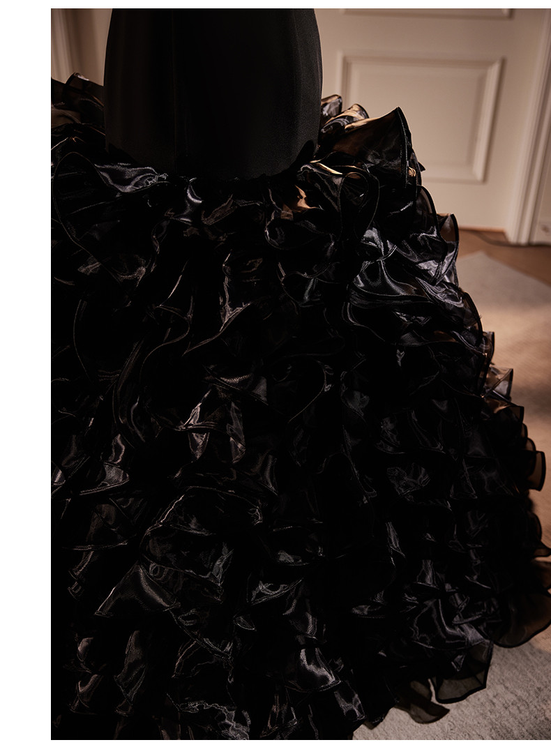 綺麗 黒 オフショルダー ふわふわ パーティードレス 高級感 誕生日 演奏会 二次会 前撮り 披露宴 08736