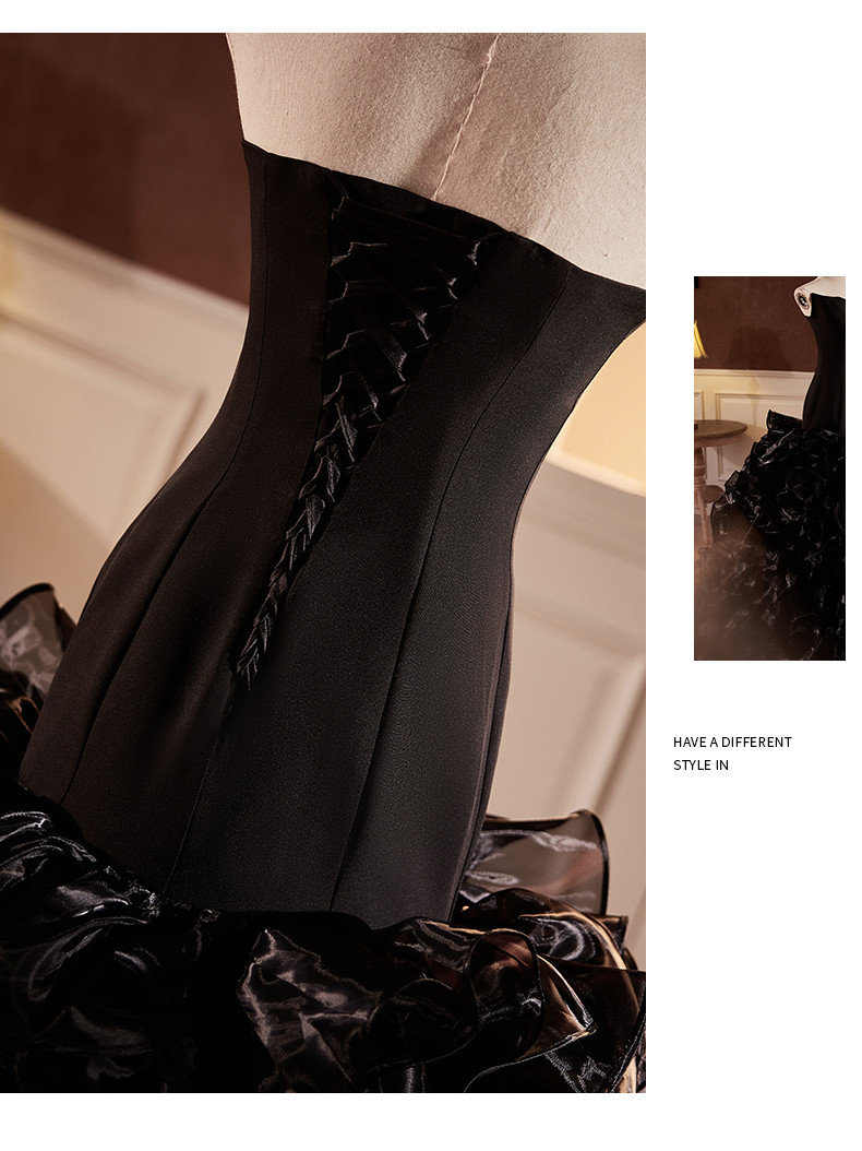 綺麗 黒 オフショルダー ふわふわ パーティードレス 高級感 誕生日 演奏会 二次会 前撮り 披露宴 08736