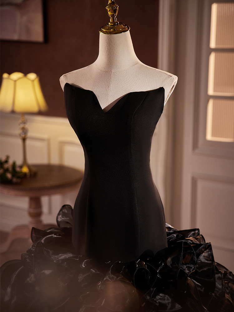 綺麗 黒 オフショルダー ふわふわ パーティードレス 高級感 誕生日 演奏会 二次会 前撮り 披露宴 08736