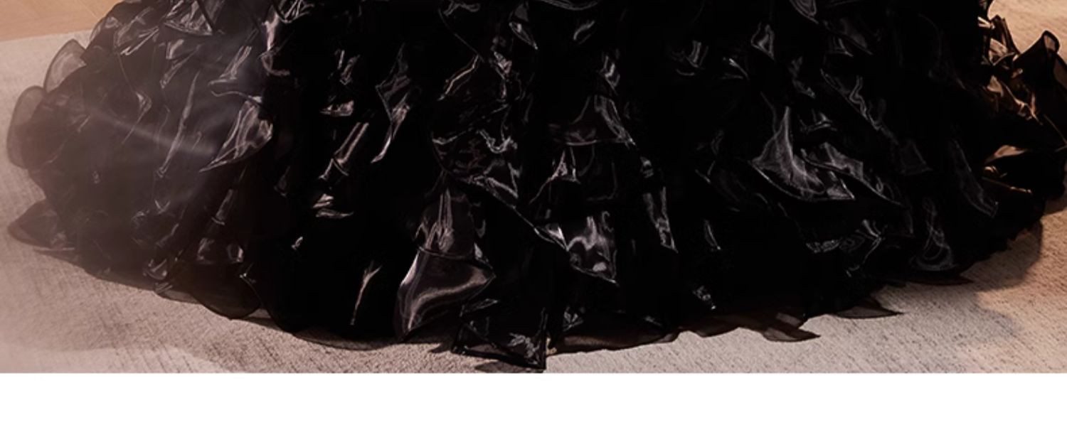 綺麗 黒 オフショルダー ふわふわ パーティードレス 高級感 誕生日 演奏会 二次会 前撮り 披露宴 08736