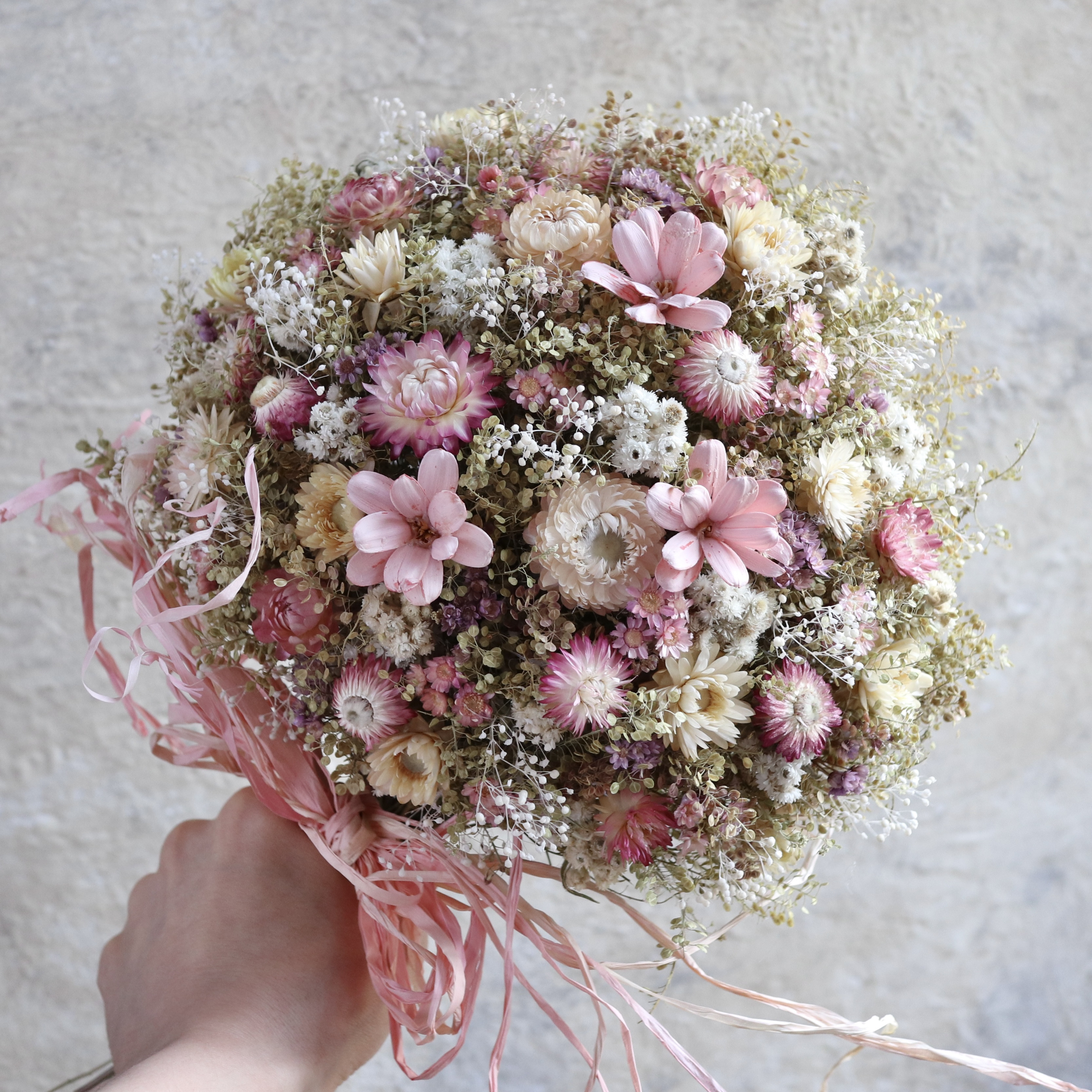 (35cm) コロンとまあるいお花畑スワッグ/ピンク•パープル/ドライフラワー/ブーケ/花束/リース/クリスマス