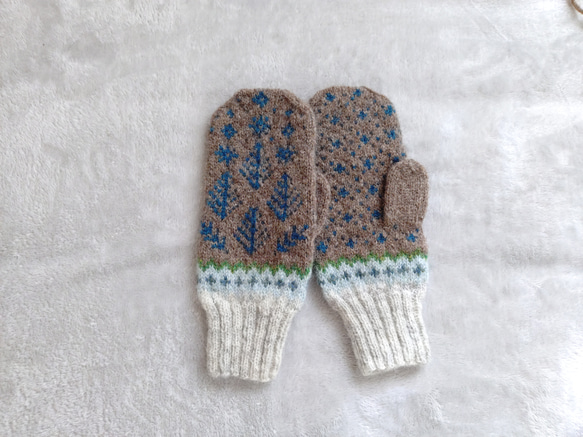 ＜2025’noël*＞森の夜空ミトン ＊Buon Natale＊ natural brown 3枚目の画像