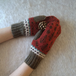 ＜2025’noël*＞森の夜空ミトン ＊Buon Natale＊ natural brown 5枚目の画像