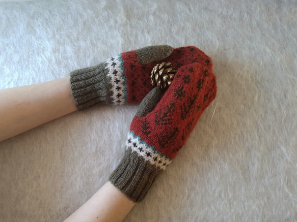 ＜2025’noël*＞森の夜空ミトン ＊Buon Natale＊ natural brown 5枚目の画像