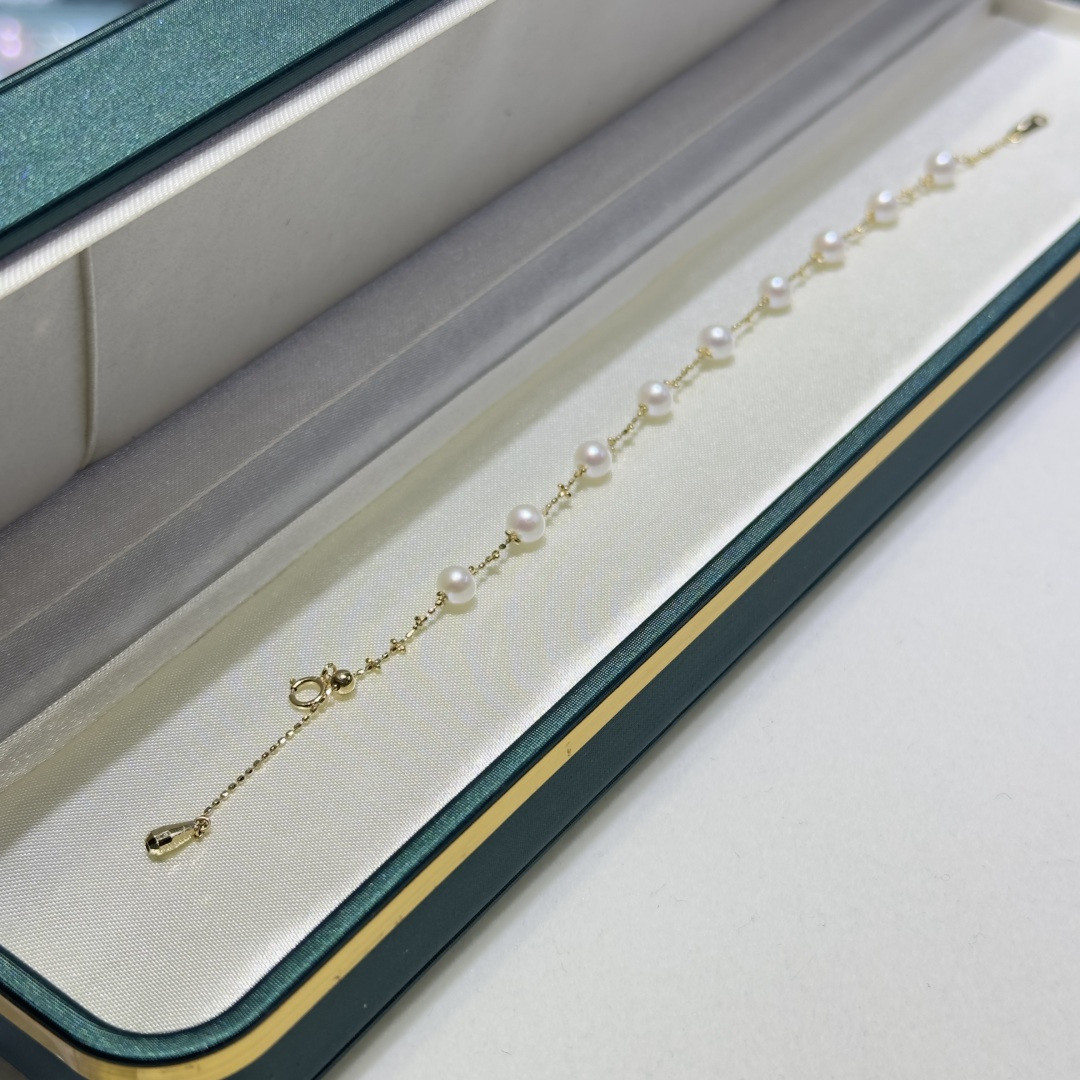 【高級】淡水真珠　ブレスレットk18　5701