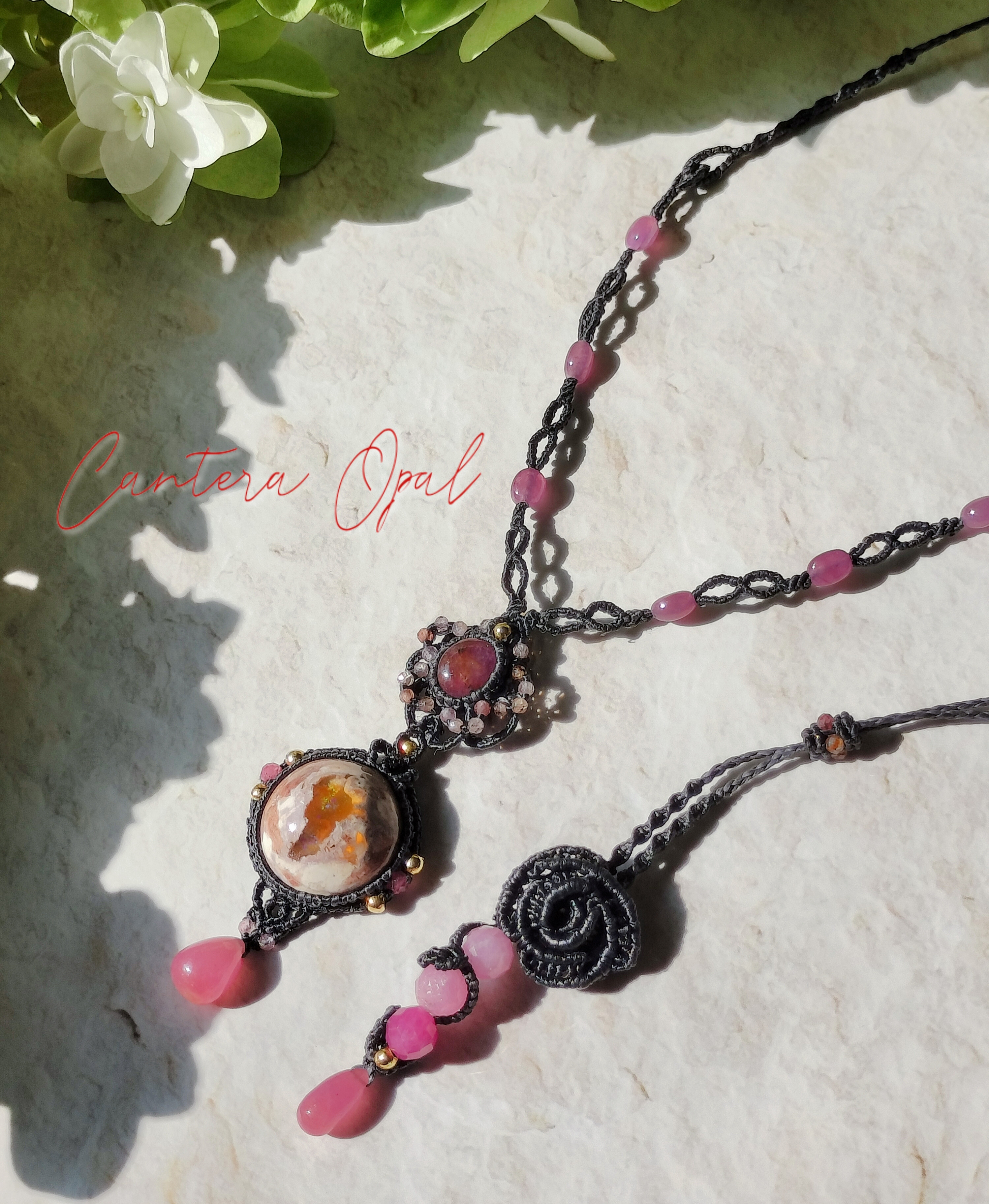 カンテラオパール&ルビー マクラメネックレス ∗︎*Gothic Bloom∗︎* 10,508円