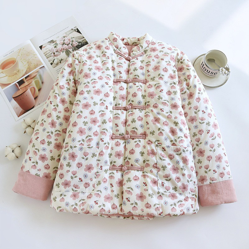 花柄プリント レディース中綿ジャケット