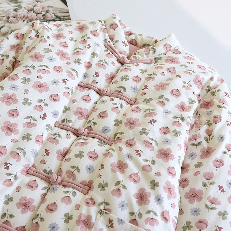 花柄プリント レディース中綿ジャケット