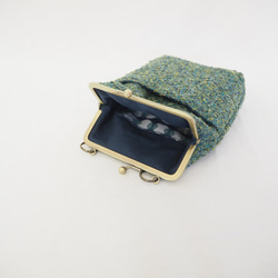 深みグリーンのがまぐちおさんぽポーチ｜スマホポシェット｜斜め掛け｜外ポケット付き｜ミニマルサイズ 7枚目の画像