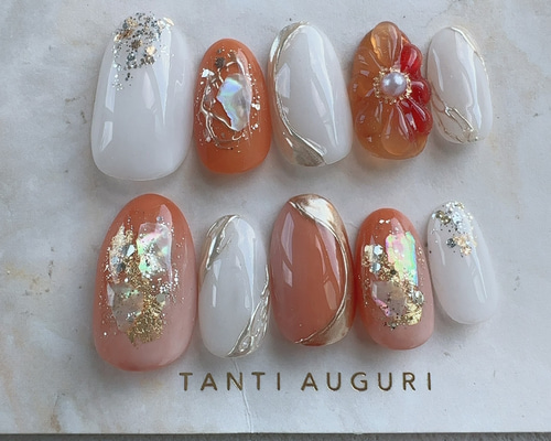 レジンヘアゴム　クリップ　3連　オレンジ　流れ星　シェル　春夏 f82bebc6cabf0a6d0dd989b92eeeea
