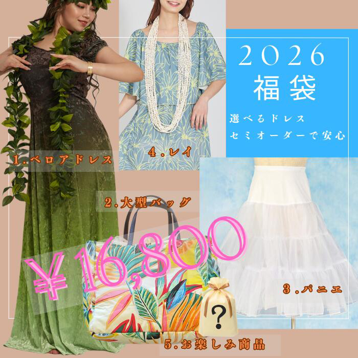 福袋５点セット　ベロアドレス（イージーオーダー）+パニエ+大型バッグ+レイ+何か1点