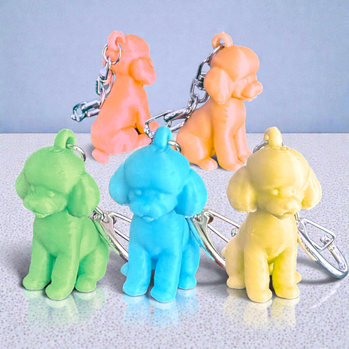 トイプードル 夜光キーホルダー 蓄光 光る 犬好きプレゼント 3D
