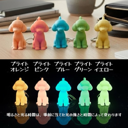 トイプードル mini3D蓄光（夜光）キーホルダー カラー5種類 蓄光樹脂