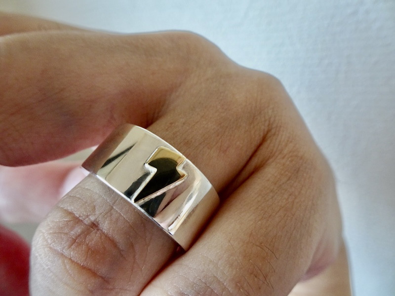 仁尾彫金『ゴールドサンダー平打リング2』ハンドメイド511