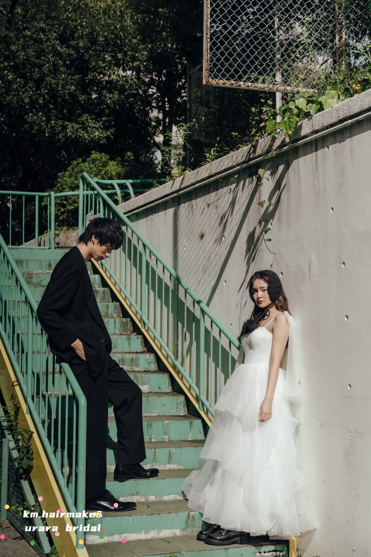 【@km.hairmakeコラボ】ふんわりチュールAラインドレス｜肩リボン・長袖付き｜前撮り・ウェディングにも