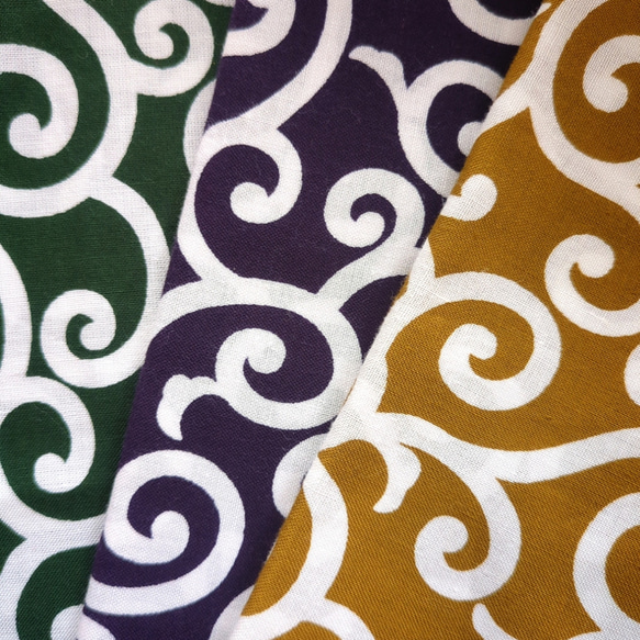 緑色or紫色 唐草模様の丸襟首輪＊猫・犬用 2枚目の画像