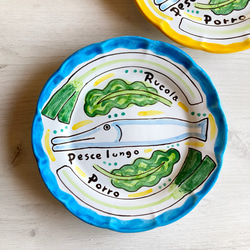 絵皿 20cm CRC016 マヨリカ焼き セイレーン 二股の人魚 ロマネスク