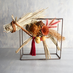 【2026年午年】干支・午（うま）年のしめ縄アート｜モダンフレームのお正月飾り｜正月インテリア |縁起物 2枚目の画像