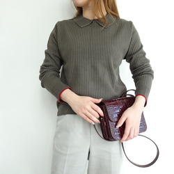 「日本製造」翻領袖撞色寬羅紋針織套頭衫（Doutor x 紅色） 第3張的照片