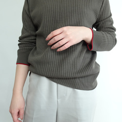 「日本製造」翻領袖撞色寬羅紋針織套頭衫（Doutor x 紅色） 第5張的照片