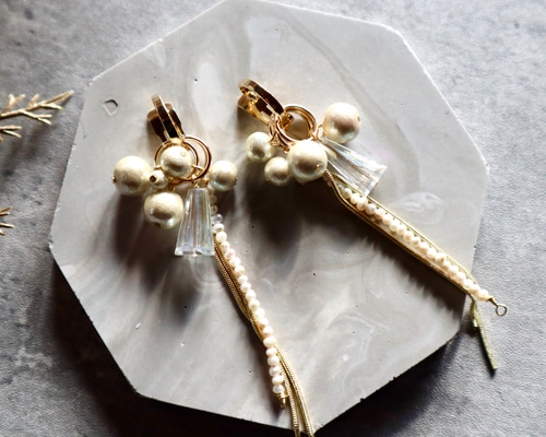 組み合わせ自由＊雪華＊bijou＆Pearl earring /pierce イヤリング