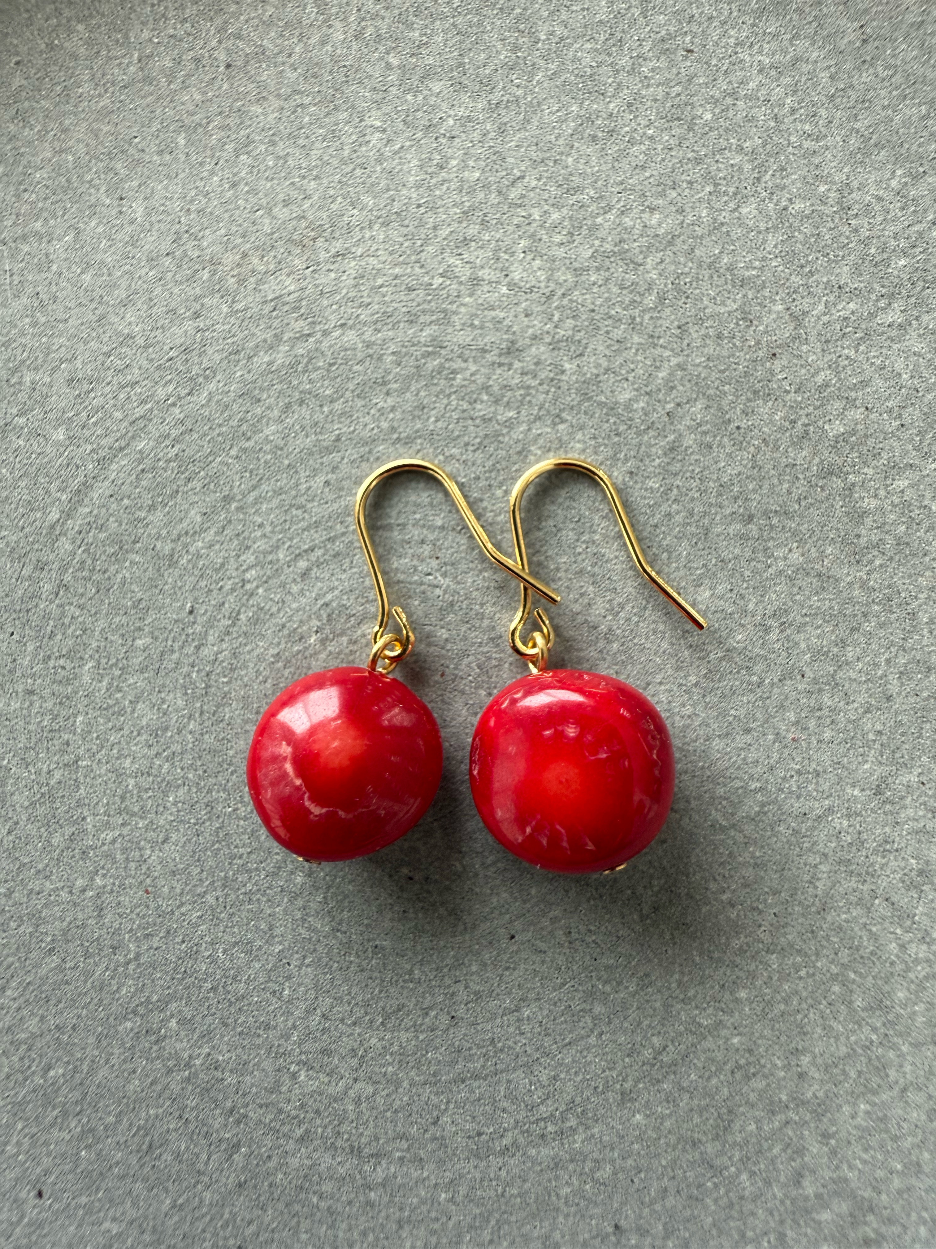 小粒〜中粒の赤珊瑚♚ピアス/ノンホールピアス