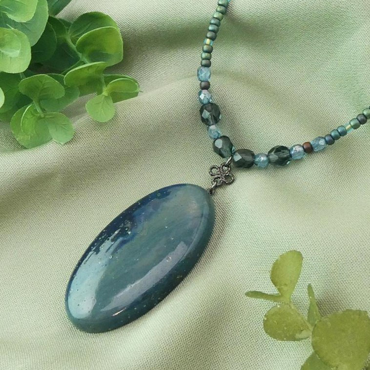 天然石　ペンダントネックレス「星空の彼方」　リーランドブルーストーン　レア石　一点物　星空の石