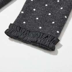 柔軟、溫暖又充滿活力的羊毛混紡短款開襟衫，深灰色圓點圖案（251129-1） 第6張的照片