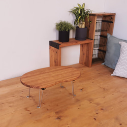 900mm×450mm】ラバーウッド(ゴムの木)集成材折りたたみローテーブル