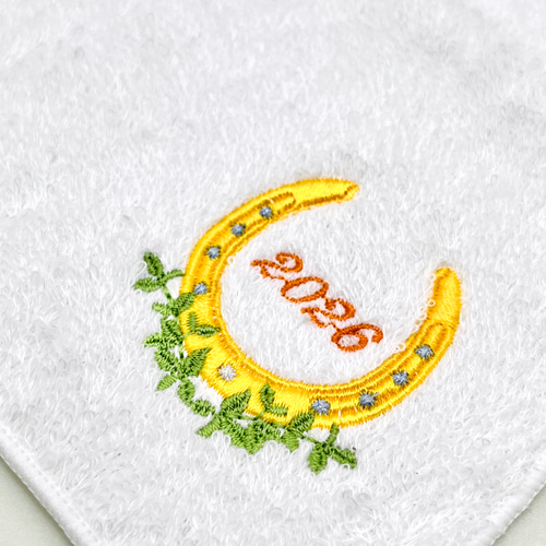 2026年干支〈馬〉幸運の上向き馬蹄の刺繍ハンカチ 今治タオル