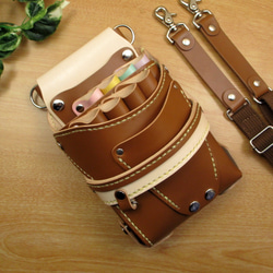 いちまり　ホワイト＆カラフル　５丁　本革シザーケース　SCA-8/CWA 本革 ハンドメイド 8丁差し シザーケース (オールブラック) SCA-143