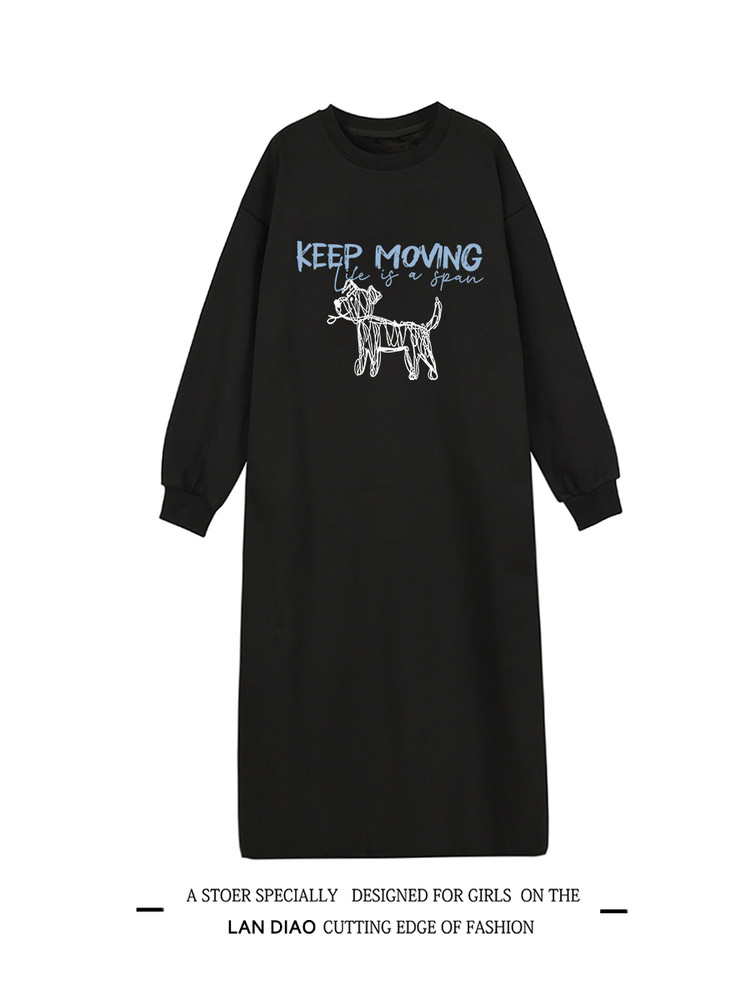 2025 秋冬加绒加厚丸襟ウェットドレス 女学園風ルーズミッドロングウェットドレス