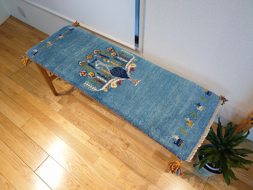 2/10迄Creema限定日超目玉】ペルシャ　ギャッベ　ミニランナー　115x40cm　孔雀　RJ15904G