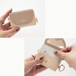 ミラー付き フラップ ミニポーチ 【 simple 名入れ 】 コインケース ミラー ミニ財布 小物入れ HE67U 11枚目の画像