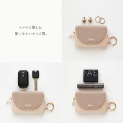 ミラー付き フラップ ミニポーチ 【 simple 名入れ 】 コインケース ミラー ミニ財布 小物入れ HE67U 4枚目の画像