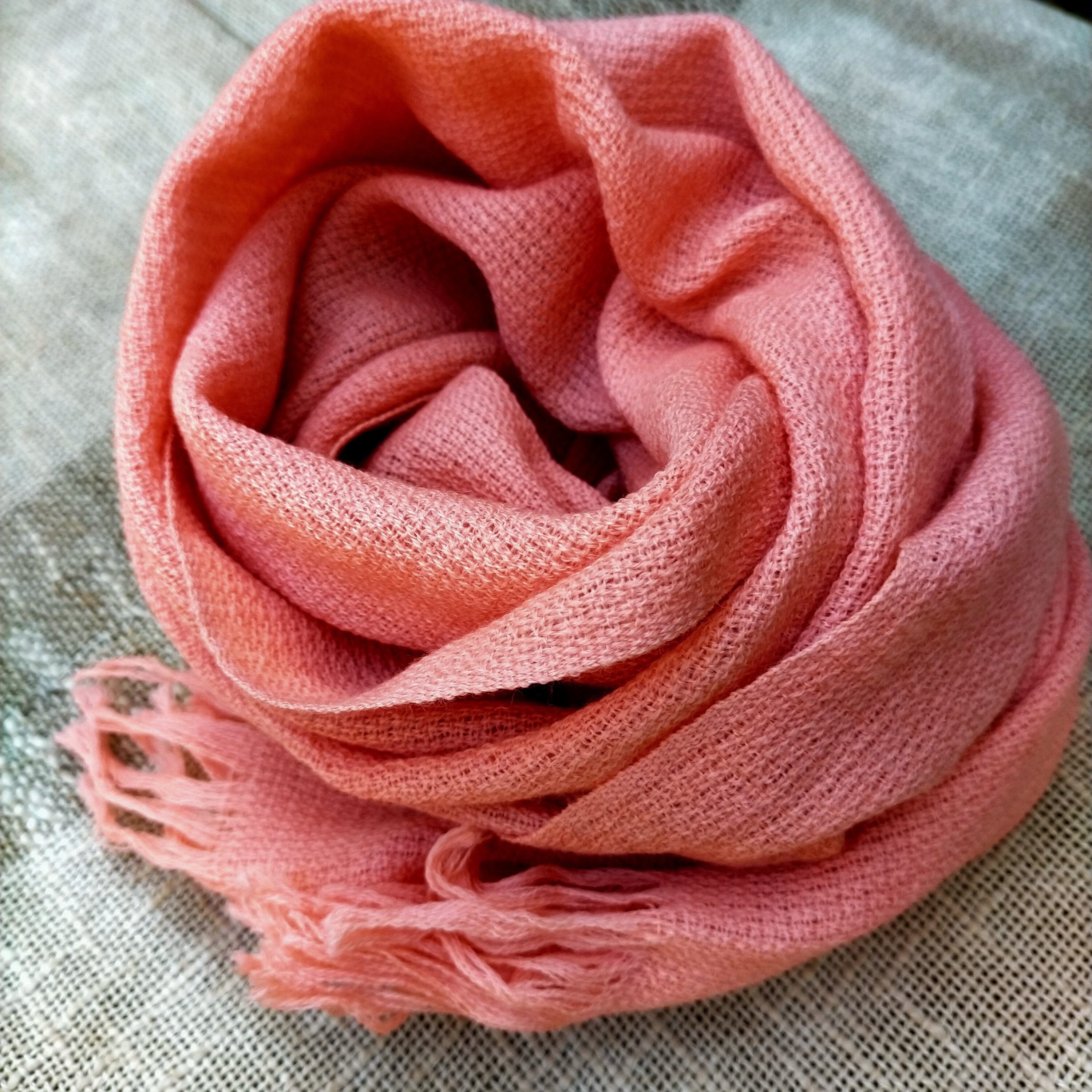 六葉茜染めオーガニックウールストール