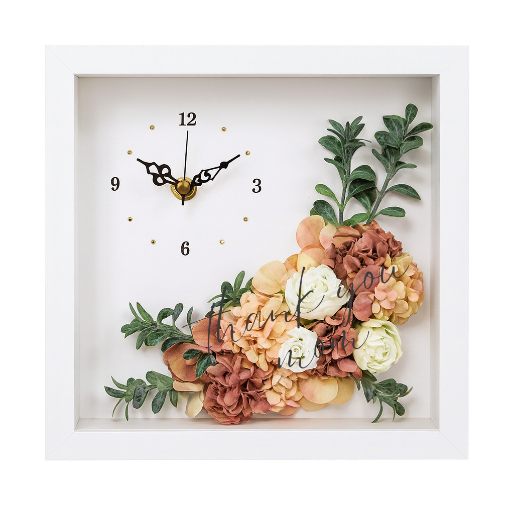 花時計 【BOX FLOWER ブルーミングタイム】タイプC・ニュアンスカラー 置時計 ハンドメイド 文字入れ可能