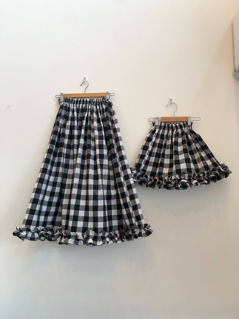 2点セット　＊親子コーデ＊　ギンガムチェック　フリル　100